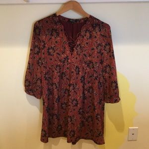 Long sleeve, printed sun dress